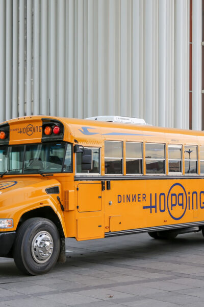 American-Style Dinner in a Vintage Bus
